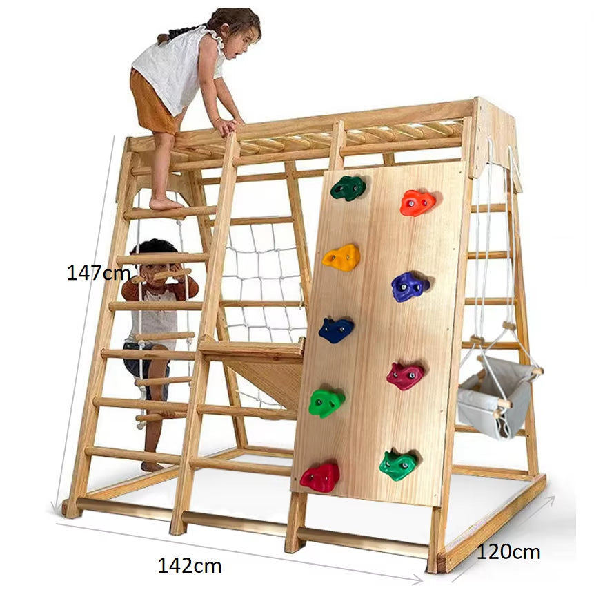 8 in 1 Wood Gym Children Kid Montessori Climbing Frame Kindergarten Indoor Toys Educational Wooden Climbing Play Set