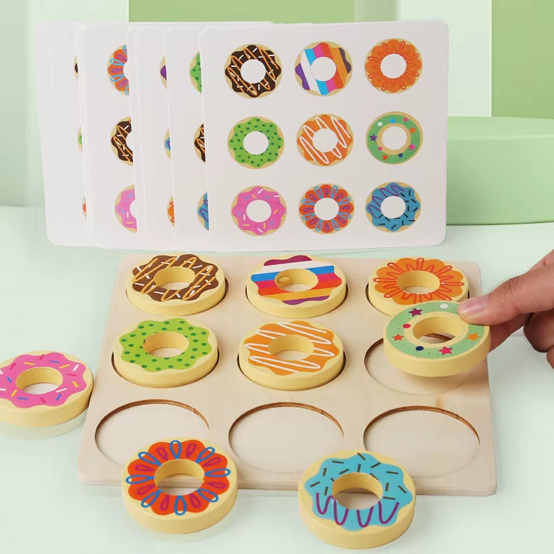 Wooden Children'S Donuts Paired with Color Puzzle Toys