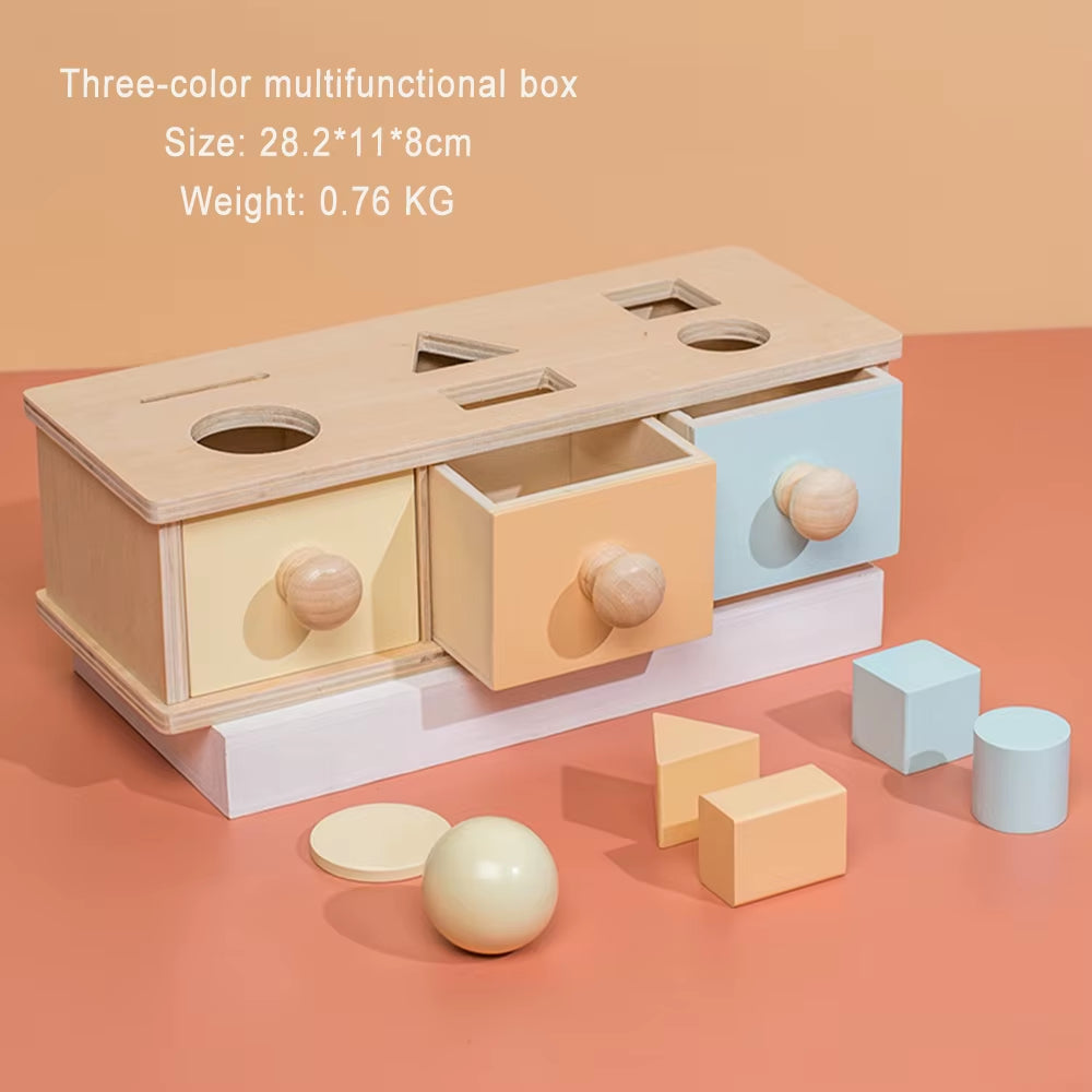Montessori Teaching AIDS Wooden Ball Drawer Target Box Children'S Early Education Intelligence Kids Wooden Learning Toys