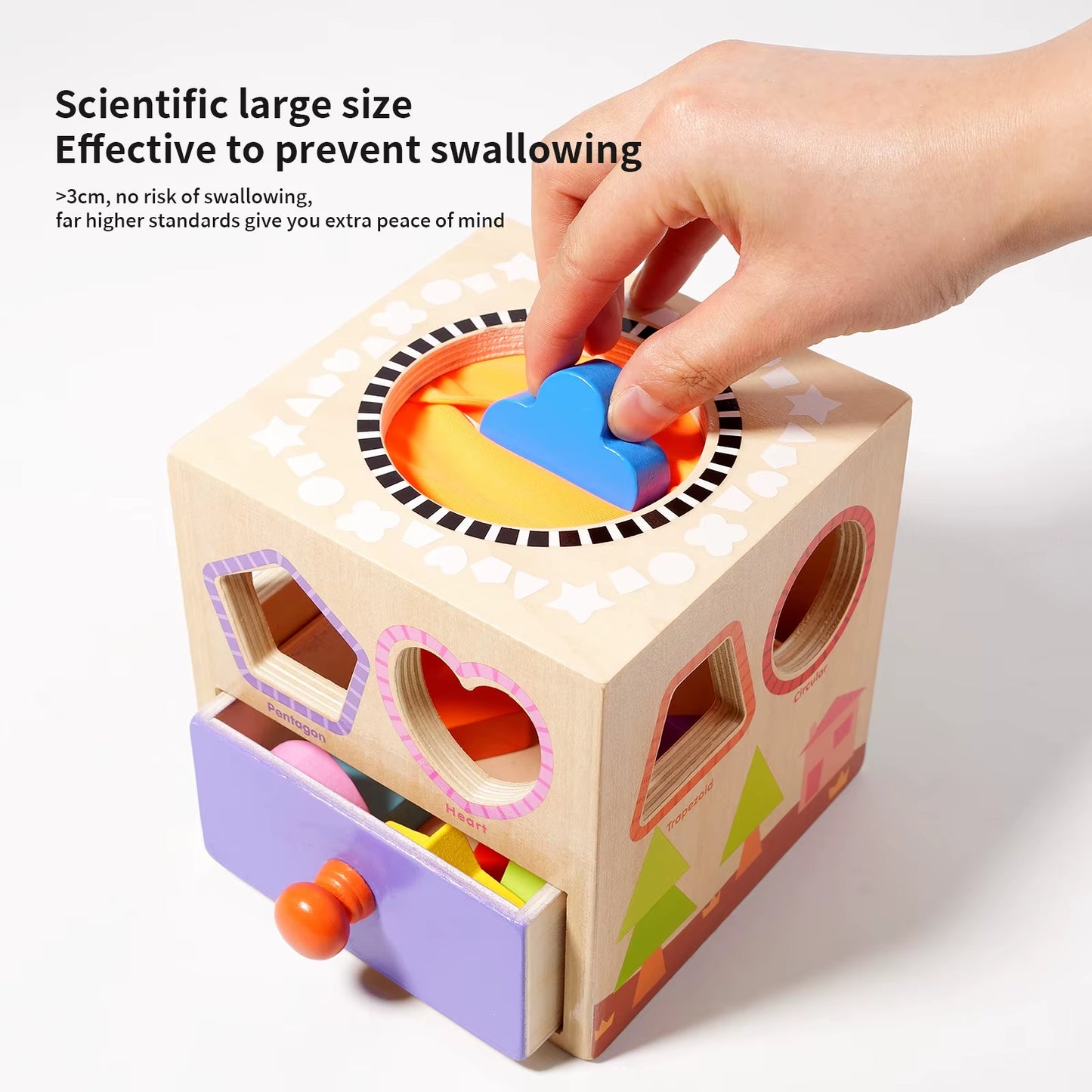 Montessori Multi-Functional Wooden Coin Box Sensory Shape Matching Toy for Early Educational Learning