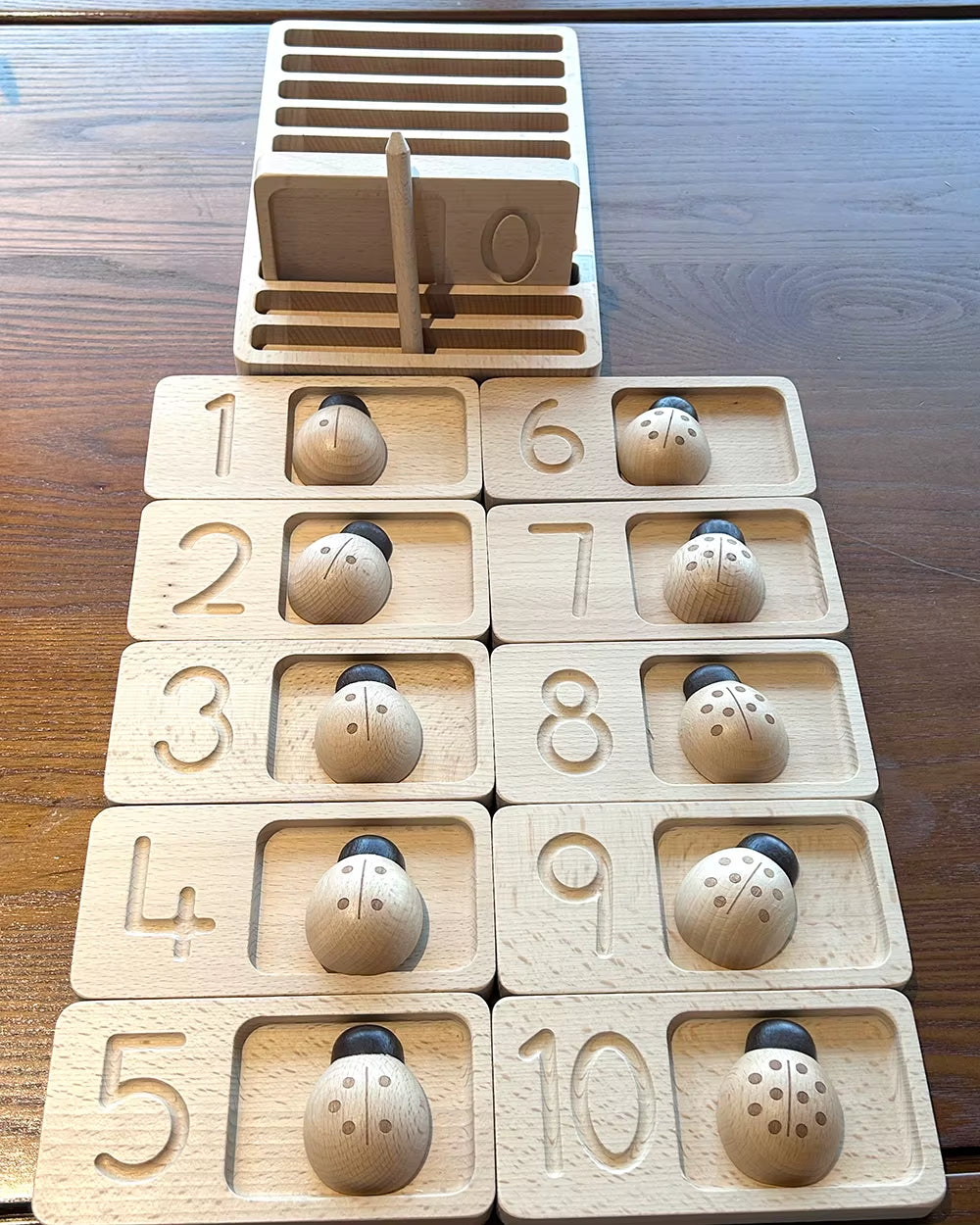 Solid Wood Ladybug Toy Montessori Teaching AIDS Digital Toys Hand-Eye Coordination Environmental Toys Digital Accessories