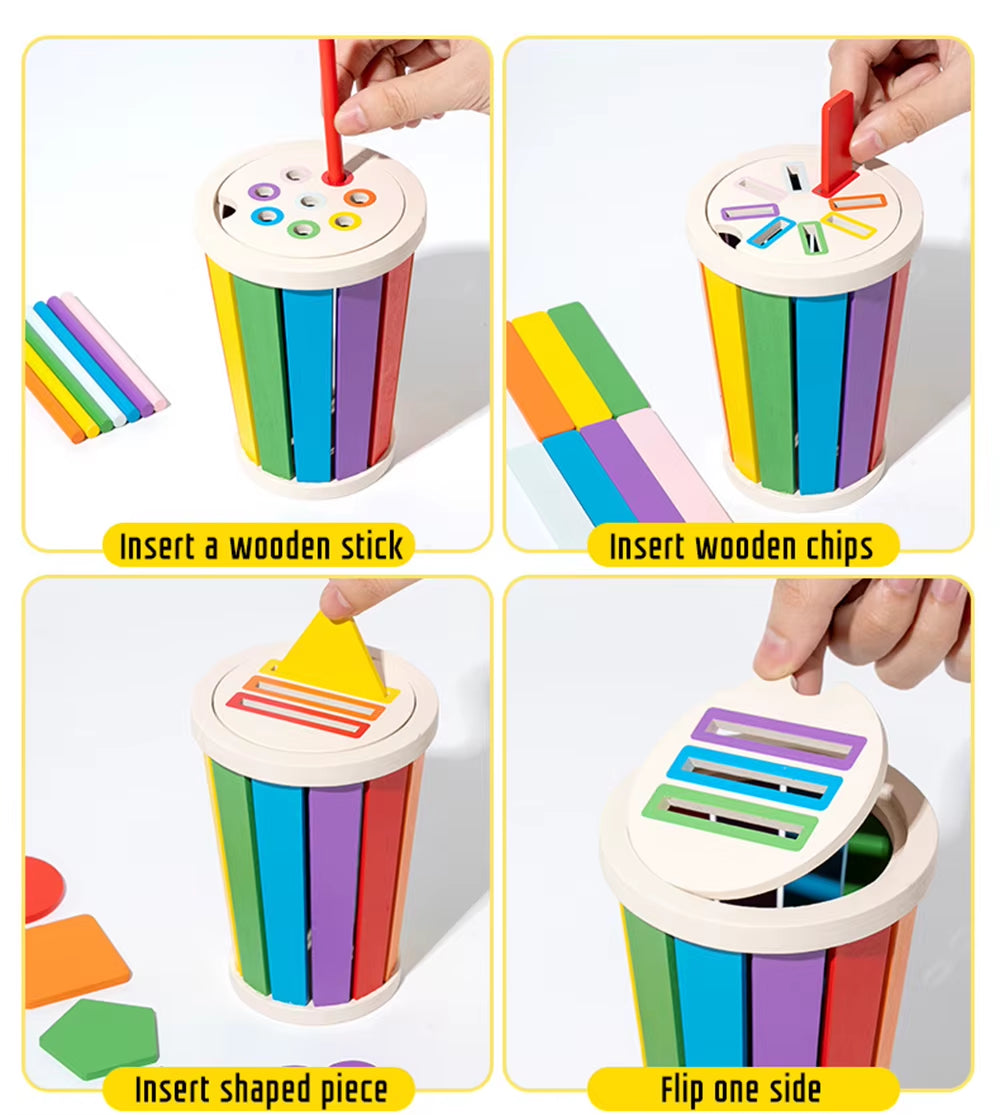 Wooden Shape Sorter Stacking Toy Fine Motor Skills Educational Toys Birthday Gifts for 12-18 Months Baby Montessori Toys