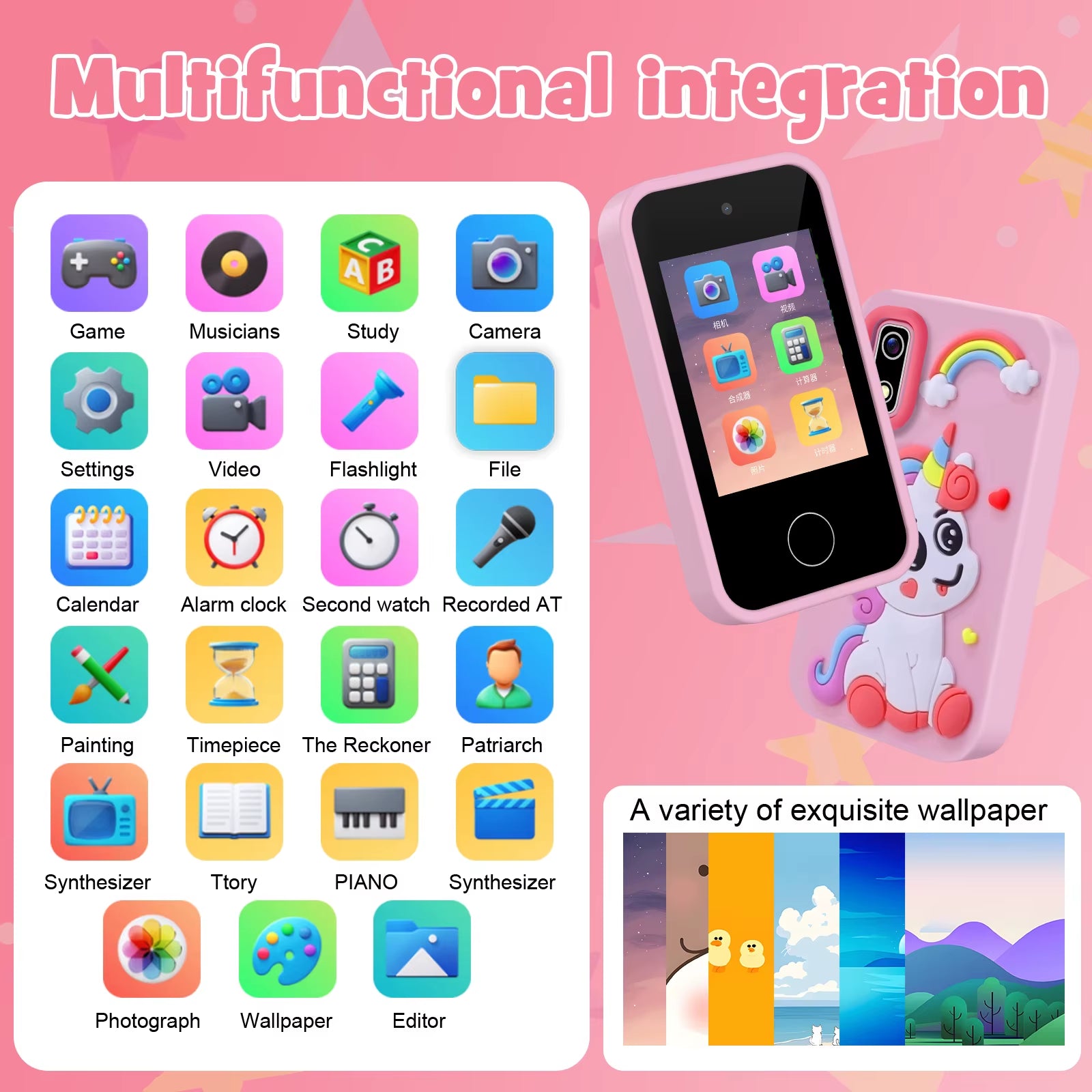 Kids Smart Phone Toy for Boys 3 4 5 6 7 Year Old Touchscreen Toy Phone with Dual Camera Music Player Games