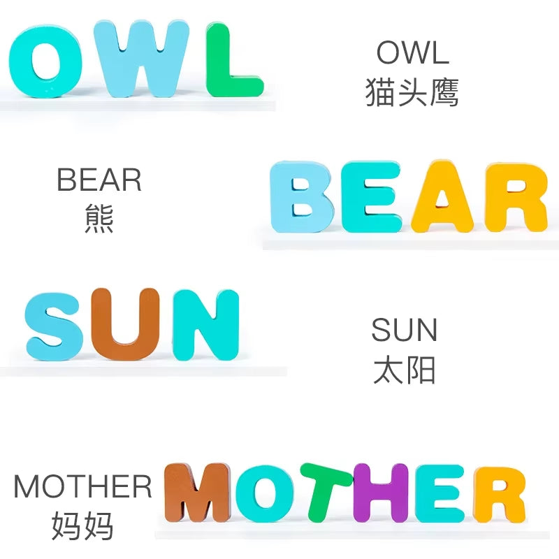 Wooden Letter Puzzles Number Puzzles Capital and Lowercase Letter Puzzles Color Classification Montessori Teaching Aids