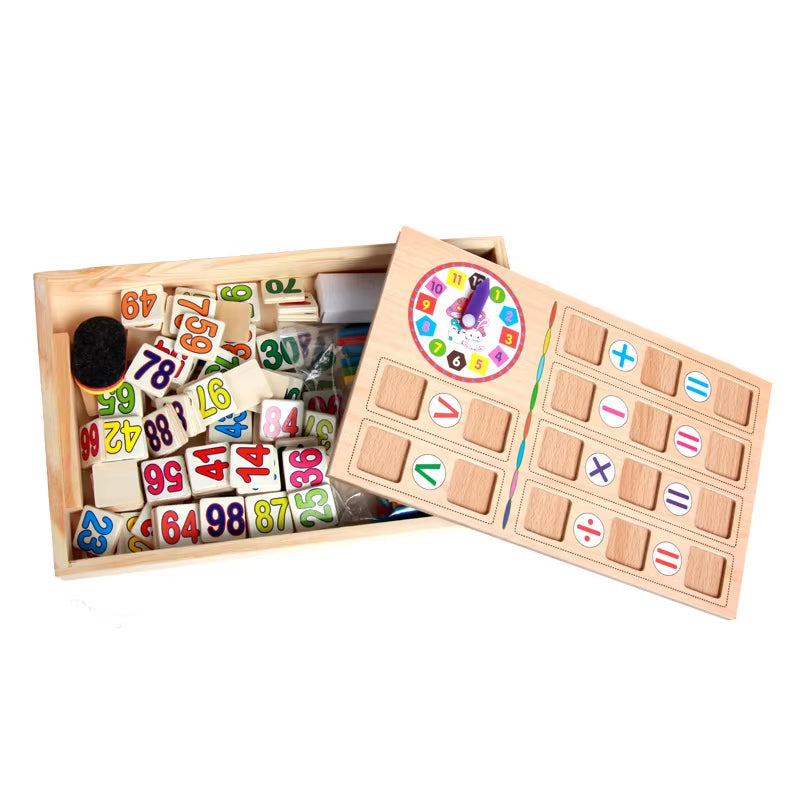 Maths Montessori Toy Learning Box, Number Game with Drawing, Wooden Board, Educational Toy for Children 4 5 6 Years Old