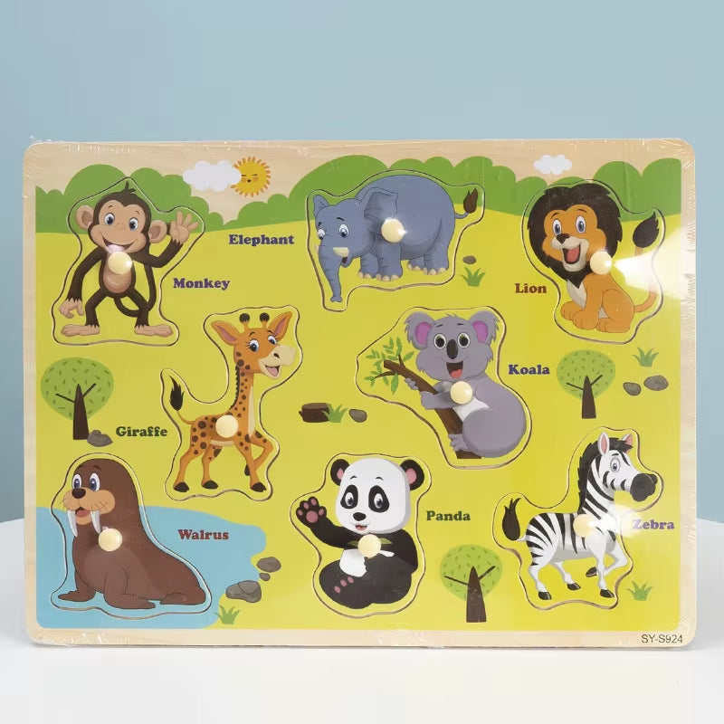 Montessori Baby Educational Toys for Children Baby Game Puzzle Board Jigsaw Child Puzzle Wooden Puzzles for Kids 2 3 Year