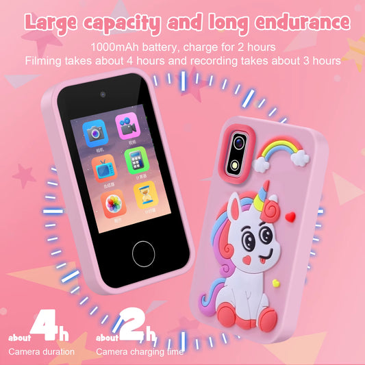 Kids Smart Phone Toy for Boys 3 4 5 6 7 Year Old Touchscreen Toy Phone with Dual Camera Music Player Games