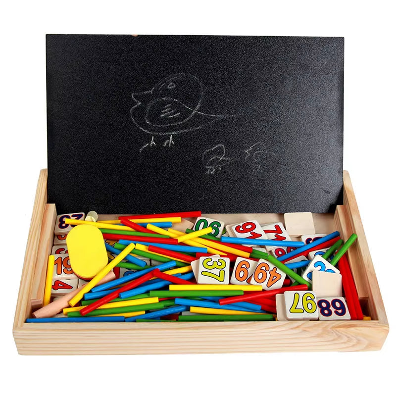 Maths Montessori Toy Learning Box, Number Game with Drawing, Wooden Board, Educational Toy for Children 4 5 6 Years Old