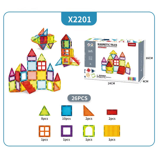 Toddler Kids Educational Toys 3D DIY Magnet Blocks Set Clear Magnetic Building Block Tiles for Children