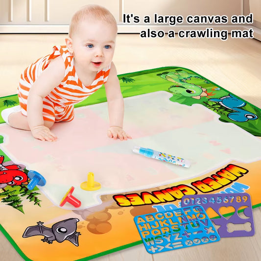 Kids Oversized Water Canvas Water Painting Magic Repeated Graffiti Painting Blanket Baby Toy Painting Cloth Crawling Mat