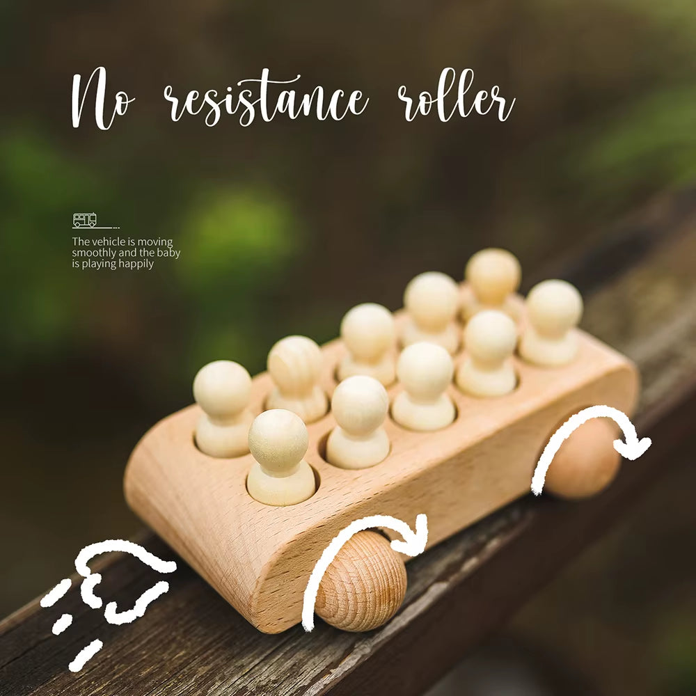 Wooden Toys Children'S Educational Stacked Villains Toy Car Montessori Teaching AIDS Non-Toxic Toy Rope Car