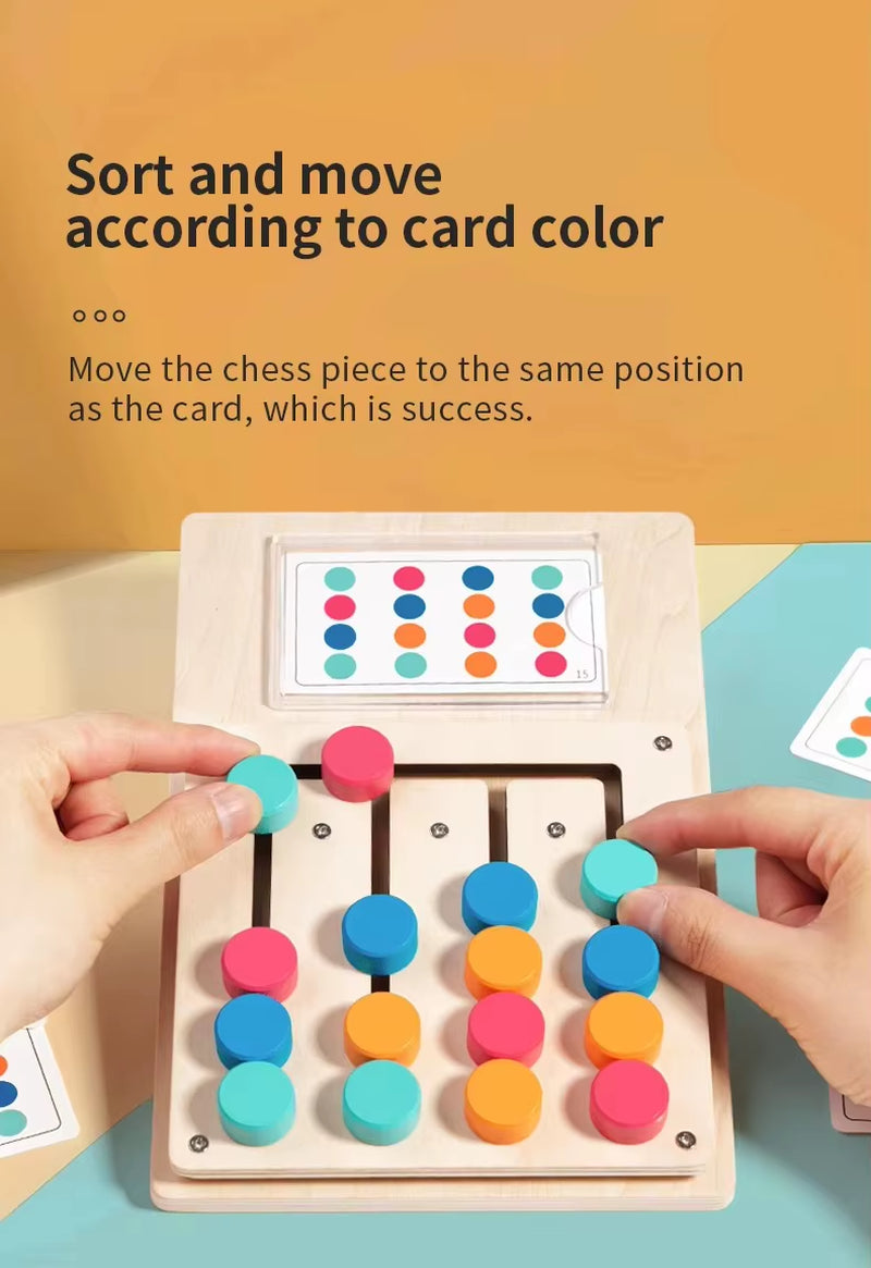 Kids Montessori Creative Logical Thinking Training Color Matching Game Wooden Puzzle Board Kids Wooden Slide Puzzle Game