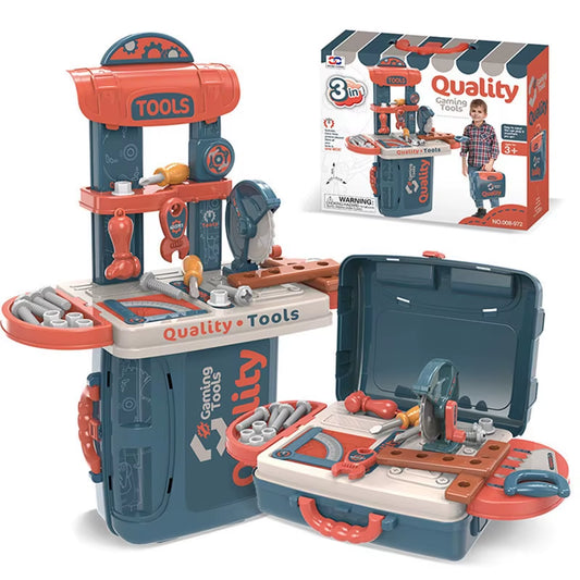 COMMIKI Kids Tool Kit Carry Case Pretend DIY Repair Toy Set Educational Handheld Toolbox for Boys and Girls