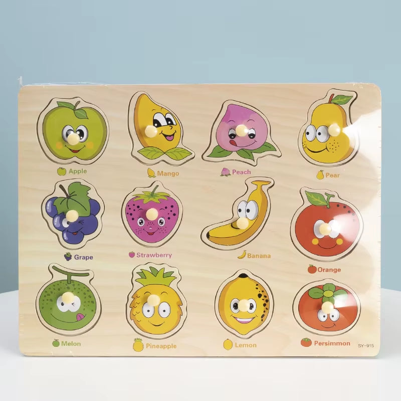 Montessori Baby Educational Toys for Children Baby Game Puzzle Board Jigsaw Child Puzzle Wooden Puzzles for Kids 2 3 Year