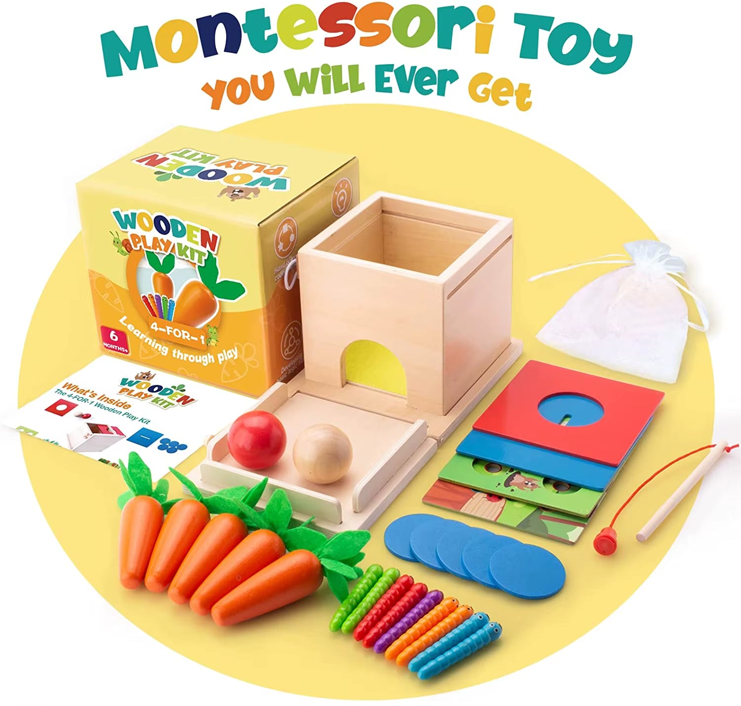 Dropshipping 4 in 1 Educational Montessori Toys Waldorf Object Coin Tissue Permanence Box Developmental Educational Wooden Toys