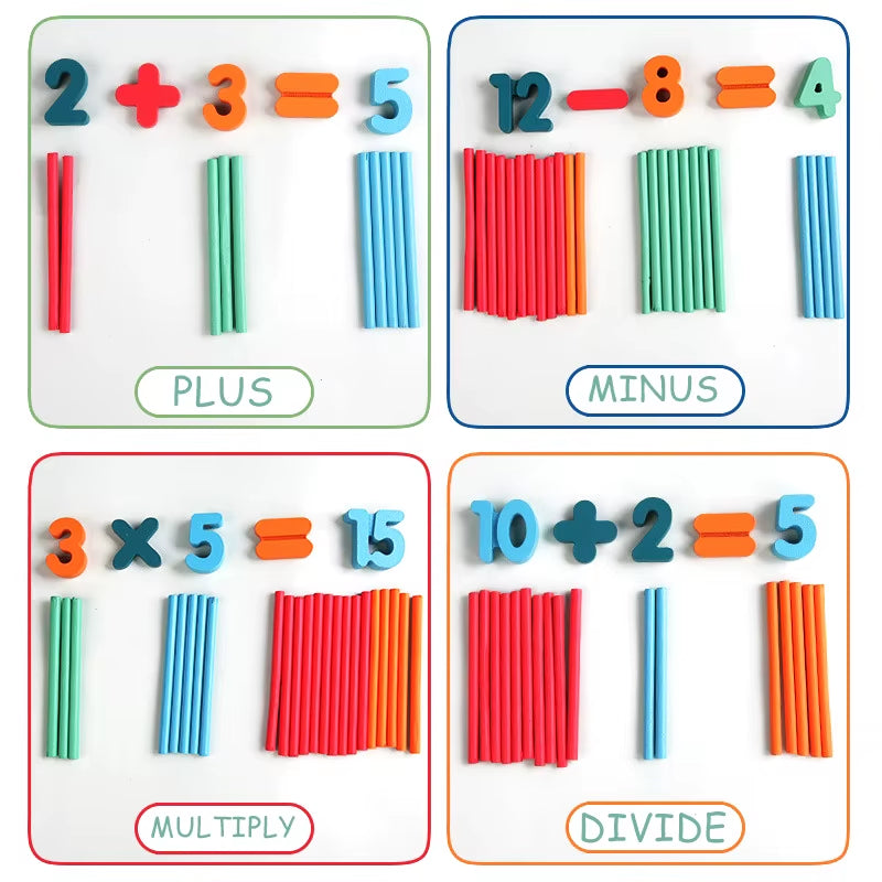 Wooden Math Learning Setgeometry and Arithmetic Educational Toy Montessori-Inspired Early Learning Puzzle Develops Math Skills