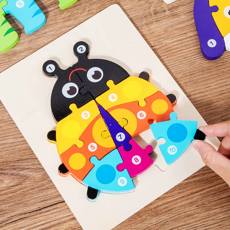 Cute Dog Wooden Puzzle Toys Animal Jigsaw Puzzles Montessori Toys Learning Educational Christmas Birthday Gifts Children Toys