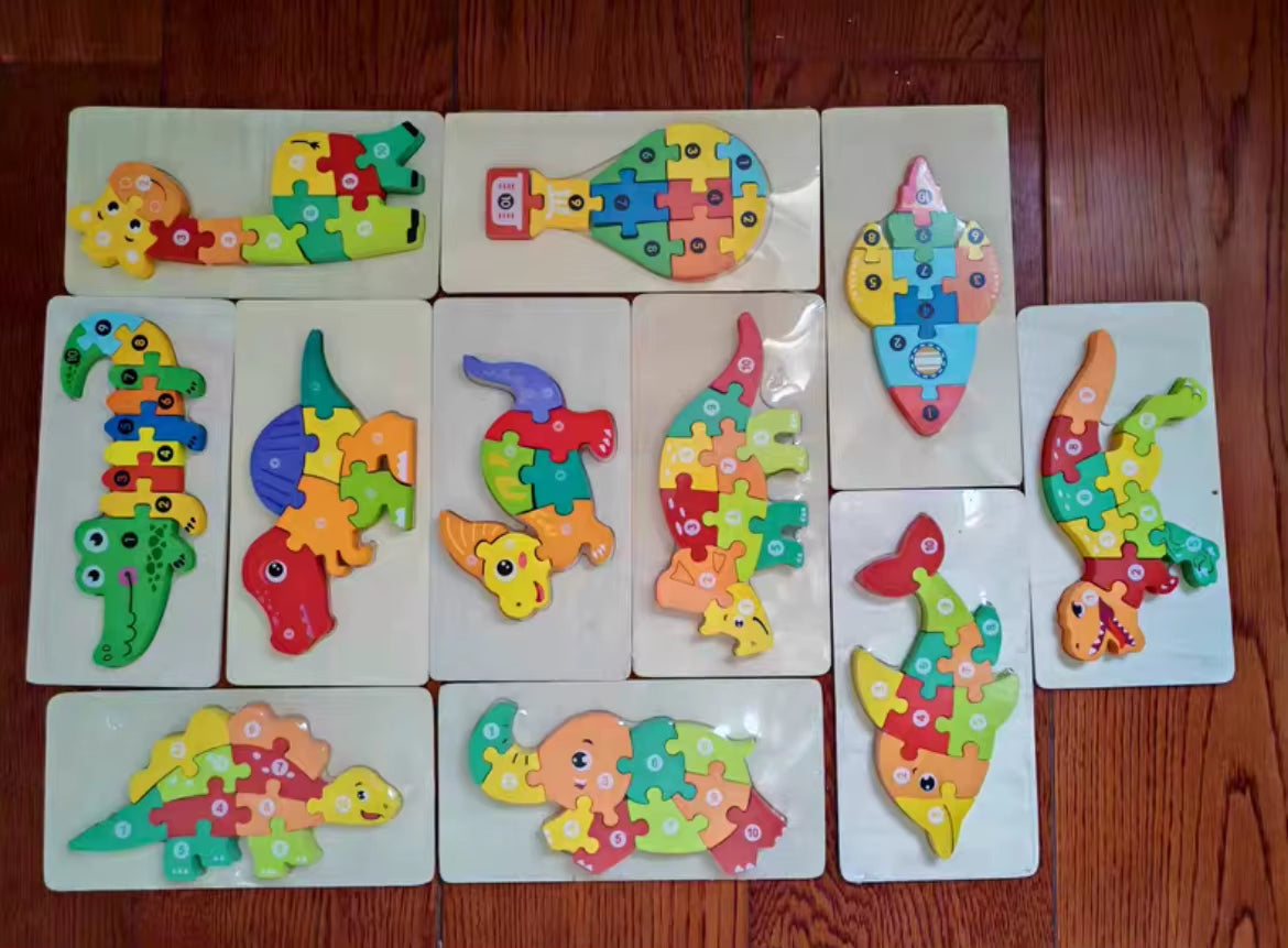 Custom Kids Toys Funny Wooden 3D Puzzle Game Montessori Educational Jigsaw Puzzles for Children Learning Girls