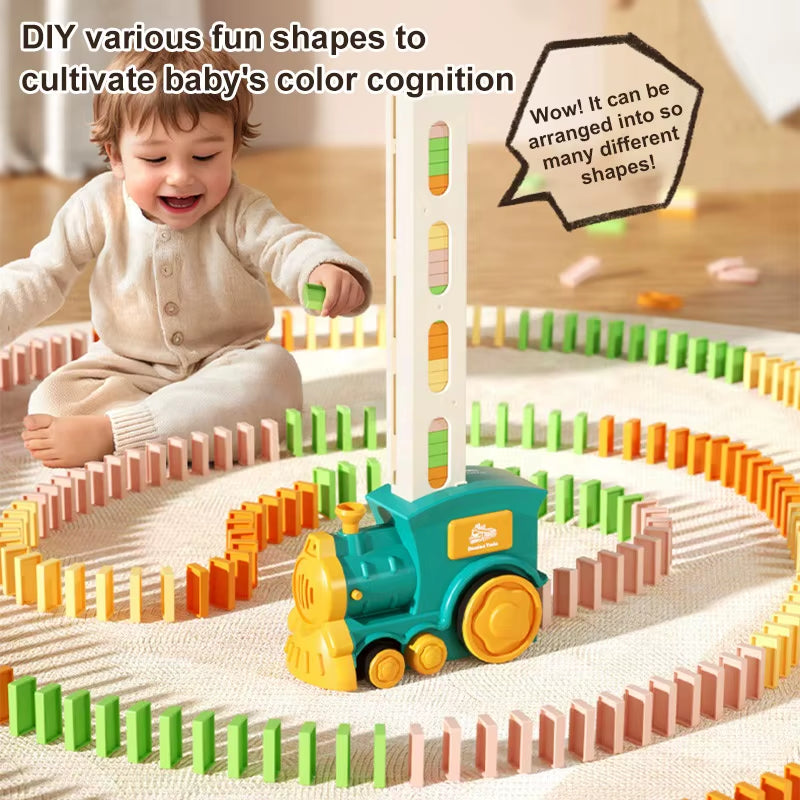 Domino Tokens Mexicain Kids Toys Electric Little Train Domino Building Block Toy Kids STEM Building Montessori Toys