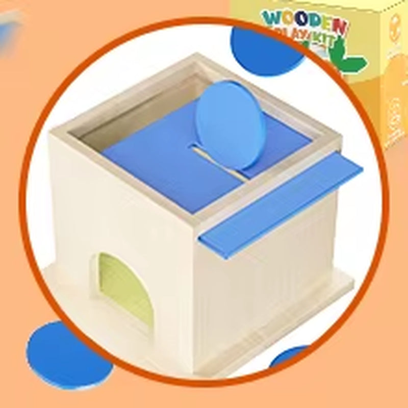 Dropshipping 4 in 1 Educational Montessori Toys Waldorf Object Coin Tissue Permanence Box Developmental Educational Wooden Toys
