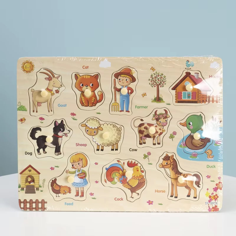 Montessori Baby Educational Toys for Children Baby Game Puzzle Board Jigsaw Child Puzzle Wooden Puzzles for Kids 2 3 Year