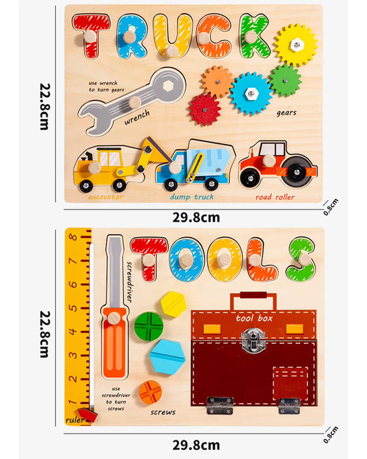 Children'S Wooden Montessori Early Education AIDS Multi-Functional Busy Board Three-Dimensional Jigsaw Puzzle Board