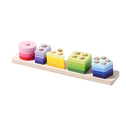Montessori Educational Toys 1-3 Year Old Boys Girls Wooden Stacking Blocks Color Recognition Puzzles Quality PC Perfect Gift