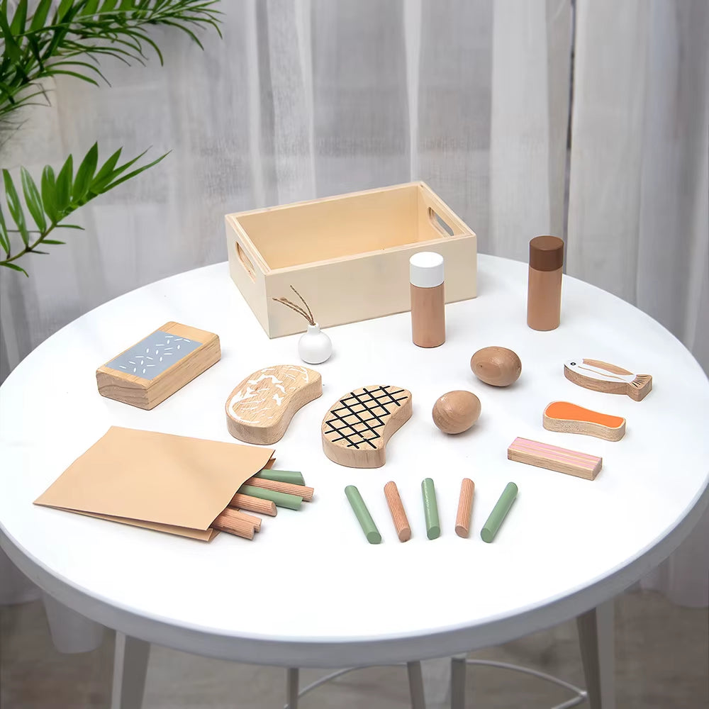 Children'S Kitchen Toy Set Wooden Simulation Small Kitchen Cooking Toy Birthday Gift Classic Wooden Play Kitchen Montessori