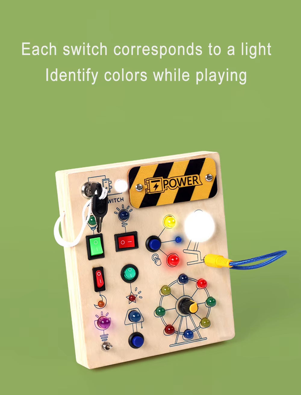 Wooden Children Montessori Sensory Board Toy Educational Toy Hand-Eye Coordination Sensory Toy Light Board