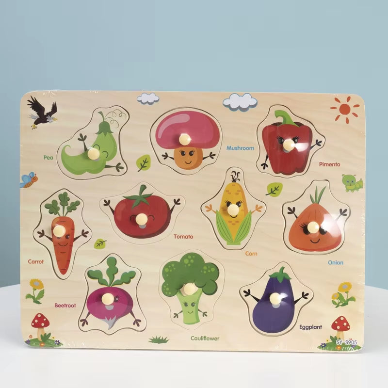 Montessori Baby Educational Toys for Children Baby Game Puzzle Board Jigsaw Child Puzzle Wooden Puzzles for Kids 2 3 Year