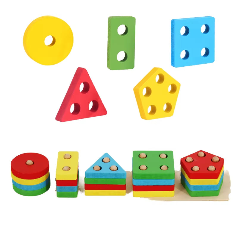 Montessori Early Education Geometric Shape Puzzle for Children'S Intelligence and Enlightenment Wooden Toys