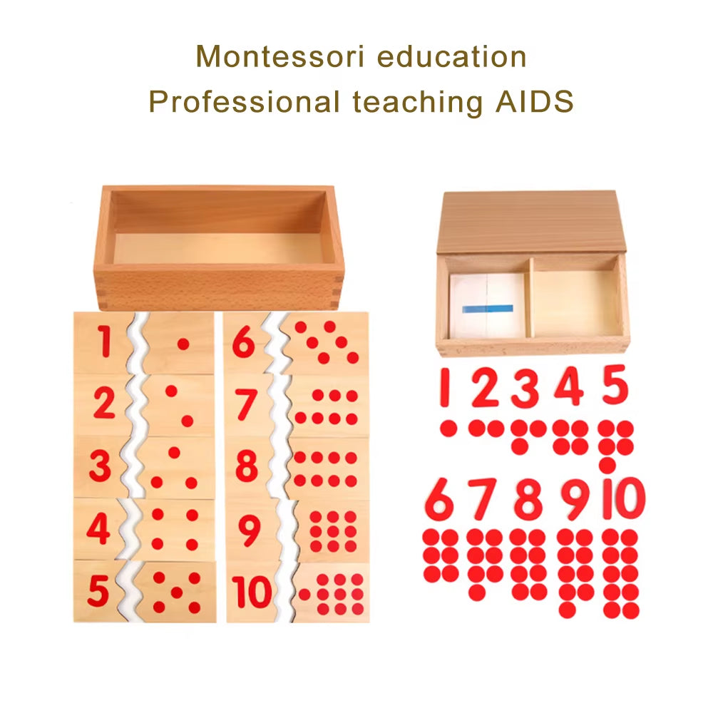 Montessori Early Learning Toys Montessori Math Teaching Tools Wooden Number Puzzle Board with Chips Educational Toys for Kids