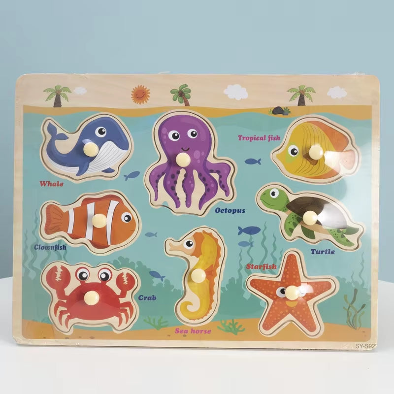 Montessori Baby Educational Toys for Children Baby Game Puzzle Board Jigsaw Child Puzzle Wooden Puzzles for Kids 2 3 Year