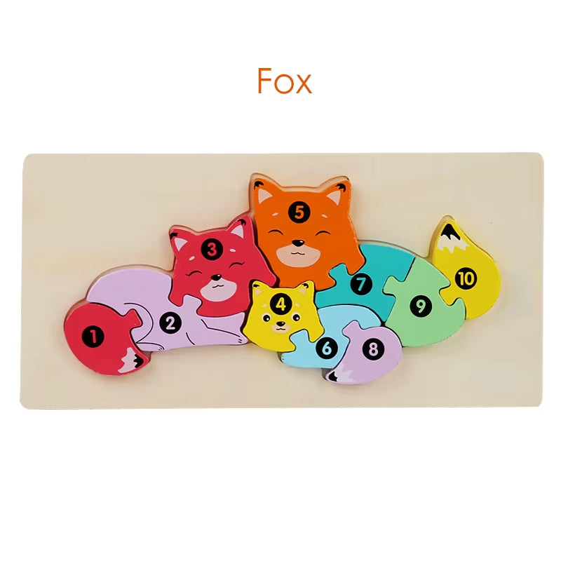 2024 Popular Funny Wooden 3D Puzzle Game Montessori Educational for Children Learning Jigsaw Wooden Animal Family Puzzle