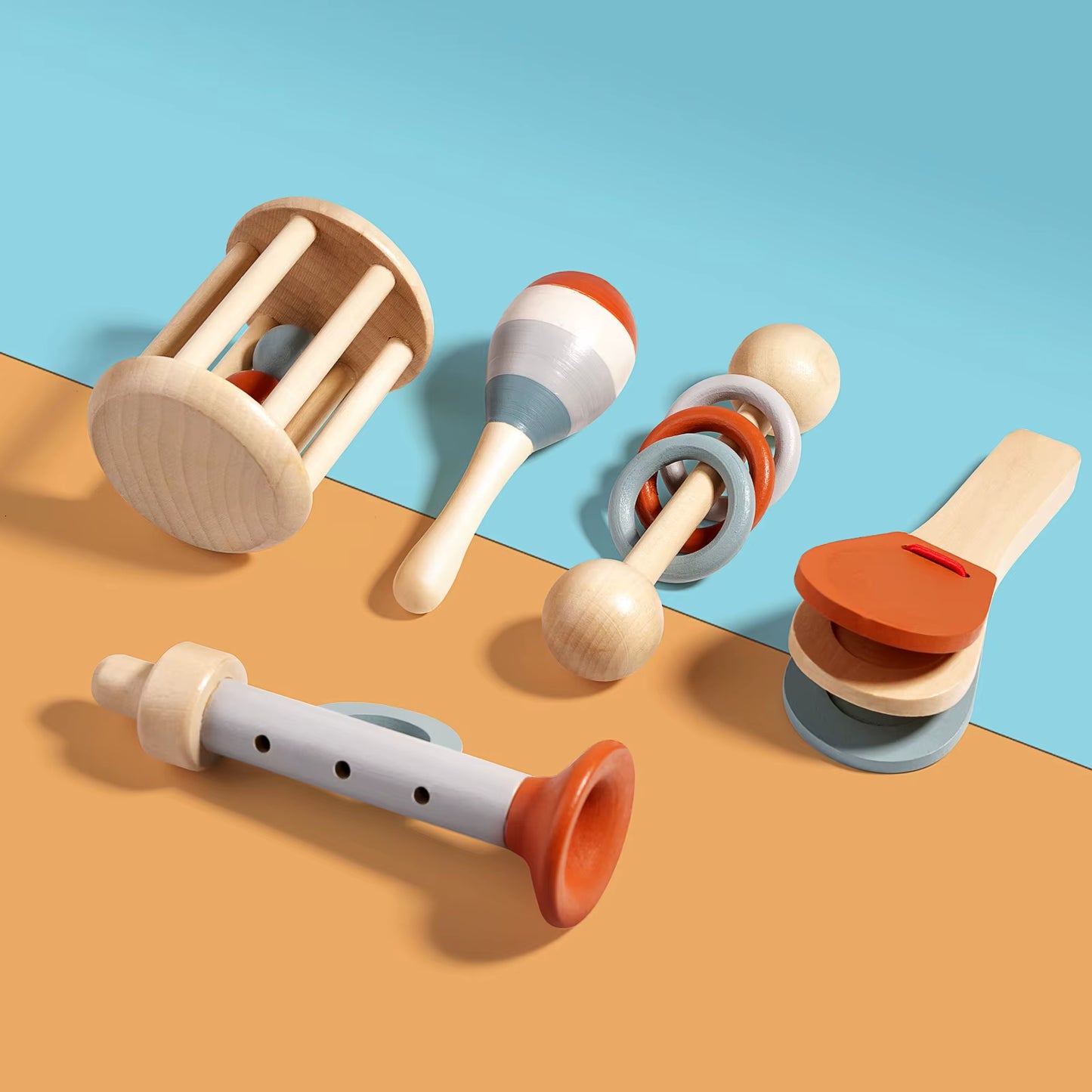 Hand Held Bells, Ringing Instruments, and Wooden Toys for Early Childhood Education for Infants and Young Children