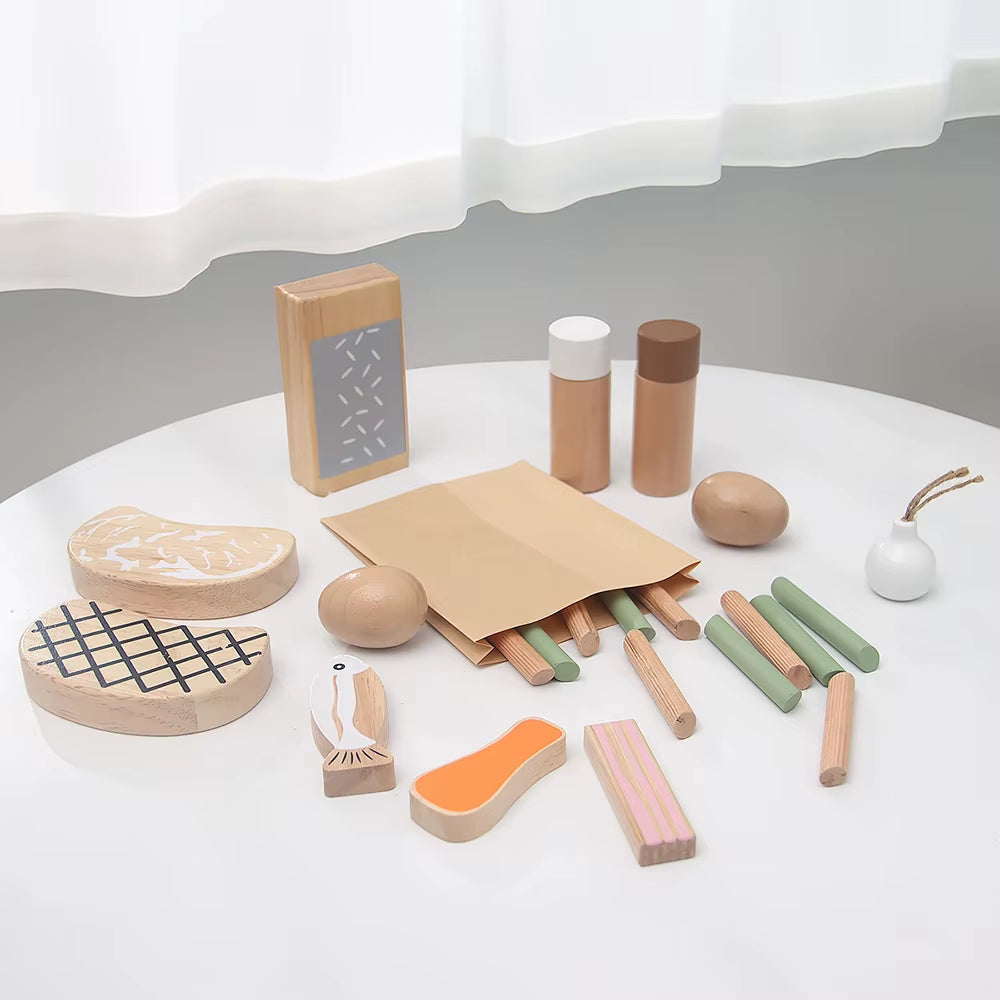 Children'S Kitchen Toy Set Wooden Simulation Small Kitchen Cooking Toy Birthday Gift Classic Wooden Play Kitchen Montessori