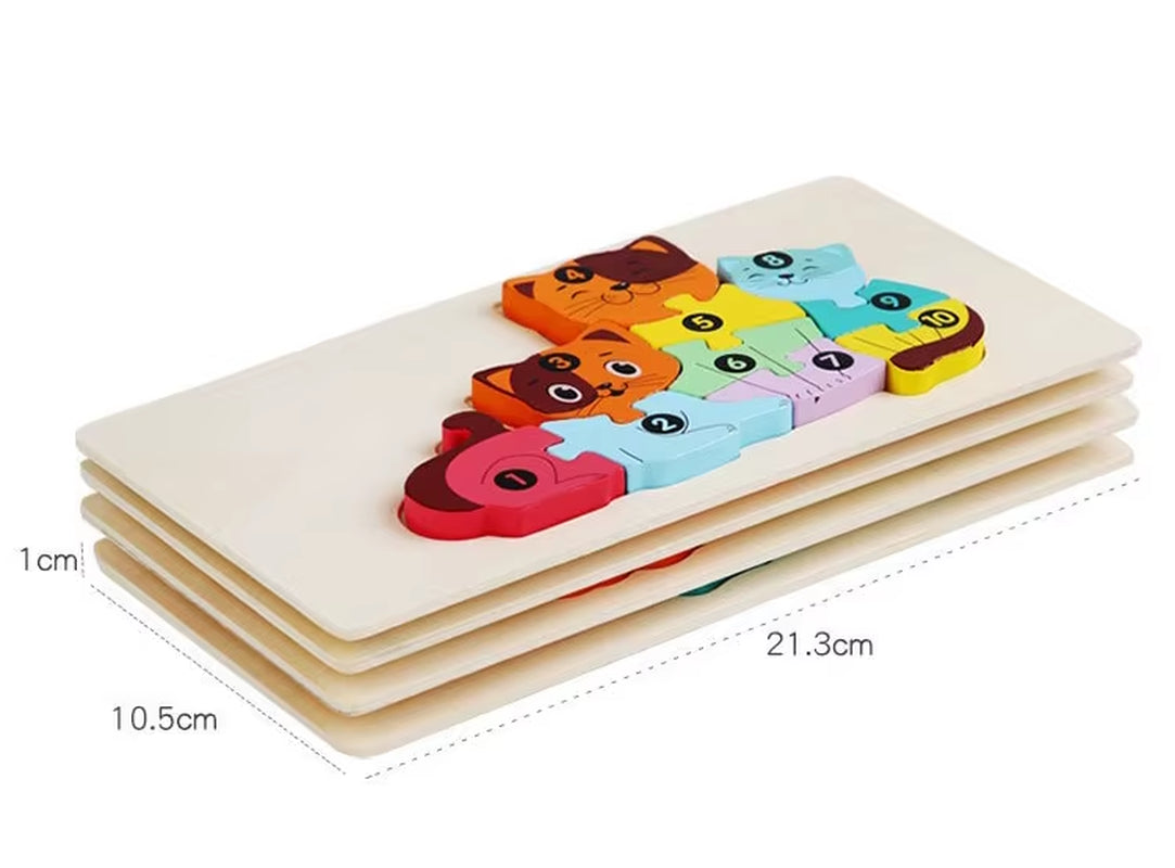 2024 Popular Funny Wooden 3D Puzzle Game Montessori Educational for Children Learning Jigsaw Wooden Animal Family Puzzle