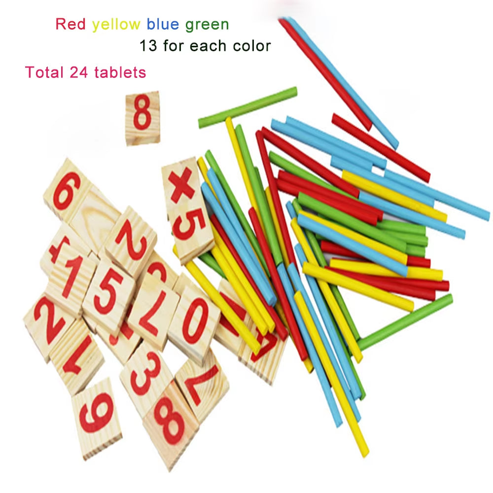 Wooden Toys Montessori Math Learning Toys Early Education Number Sticks Preschool Counting Tools Color Classification Math Toys