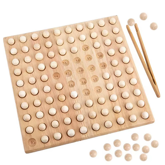 Wooden Montessori Math Board with Beads Kindergarten Children'S Early Education 1-100 Math Counting Toys