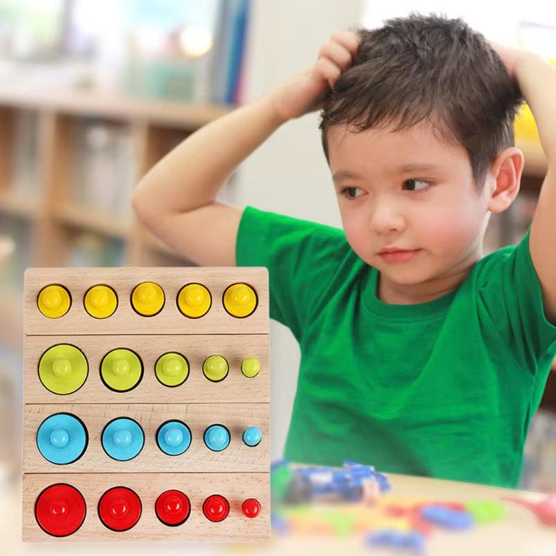 Kids Montessori Toys Colorful Socket Cylinder Set Beech Wood Multicolor Blocks Early Educational Math Teaching Toys