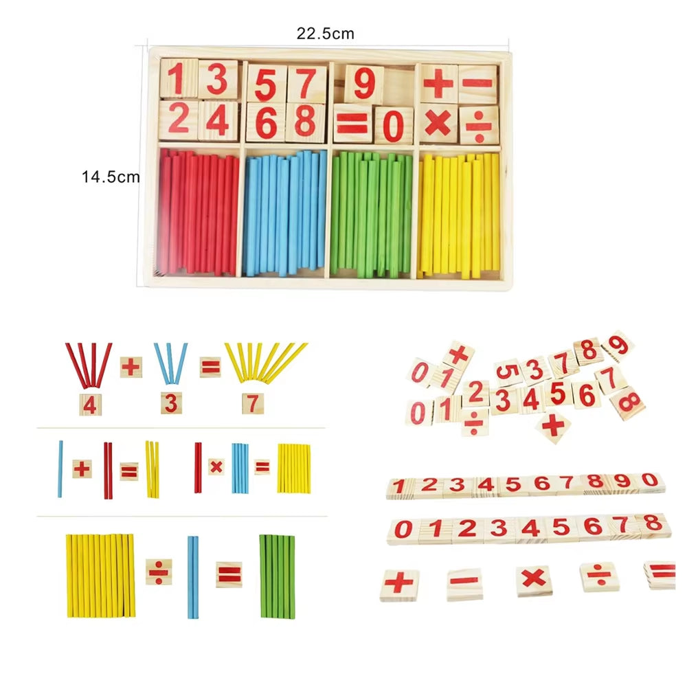 Wooden Toys Montessori Math Learning Toys Early Education Number Sticks Preschool Counting Tools Color Classification Math Toys