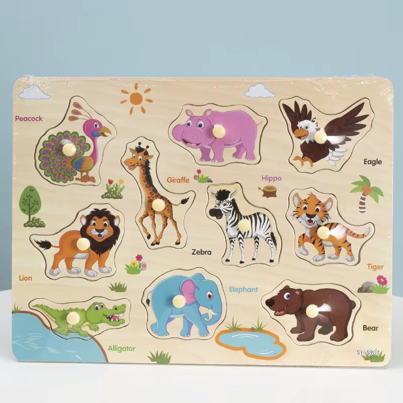 Montessori Baby Educational Toys for Children Baby Game Puzzle Board Jigsaw Child Puzzle Wooden Puzzles for Kids 2 3 Year