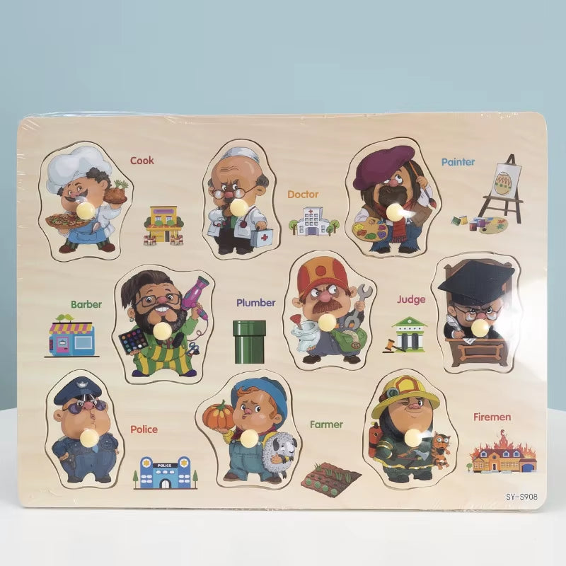 Montessori Baby Educational Toys for Children Baby Game Puzzle Board Jigsaw Child Puzzle Wooden Puzzles for Kids 2 3 Year