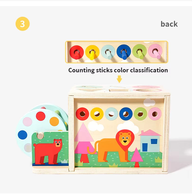 Montessori Multi-Functional Wooden Coin Box Sensory Shape Matching Toy for Early Educational Learning