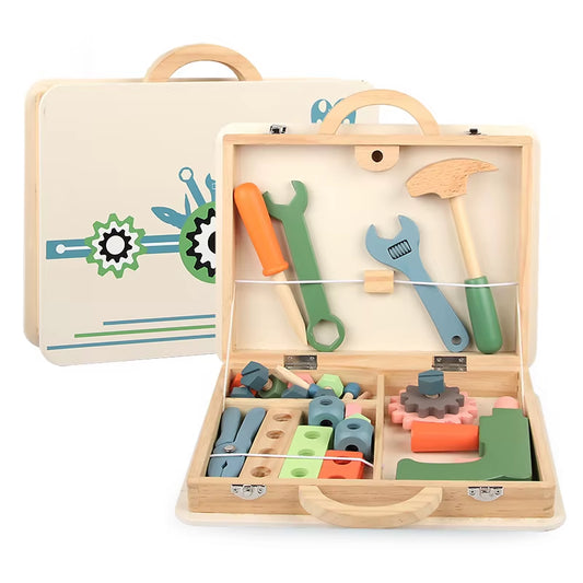 Kids Toys 2022 Wooden Educational Simulation Play House Repair Portable Tool Box Toy Set Children Pretend Diy Repair Box