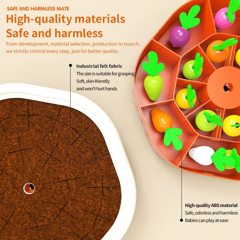 Radish Pulling Toy 1-4 Years Montessori Early Education Multi-Functional Boys and Girls Baby Children Patchwork Teaching AIDS