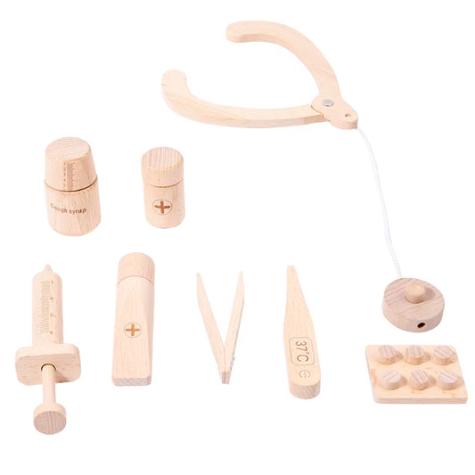 Montessori Children'S Cosmetic Toys Wooden Kids Doctors Tool Box Constructor Doctor Play Set for Kid Game Child Development Toys
