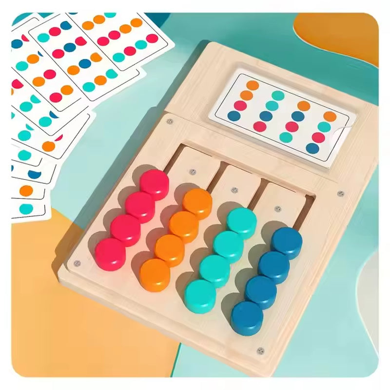 Kids Montessori Creative Logical Thinking Training Color Matching Game Wooden Puzzle Board Kids Wooden Slide Puzzle Game