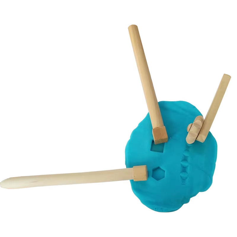 Etsy Reggio 12Pcs All-In-One Playdough/Slime Cutter Wooden Play Dough Kit Tools Montessori Playdough Stamp Toy Set