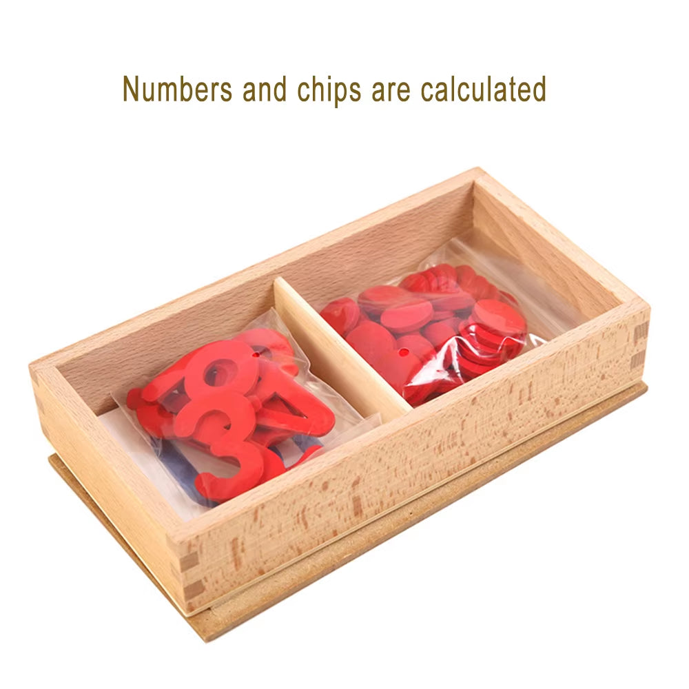 Montessori Early Learning Toys Montessori Math Teaching Tools Wooden Number Puzzle Board with Chips Educational Toys for Kids